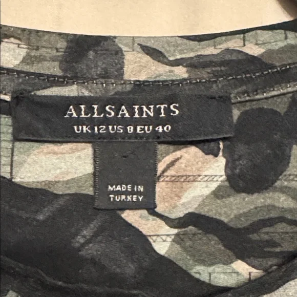 All Saints Oniyuri Anna T-Shirt, Size 8, Color Forest Camo Green/black - Picture 6 of 9